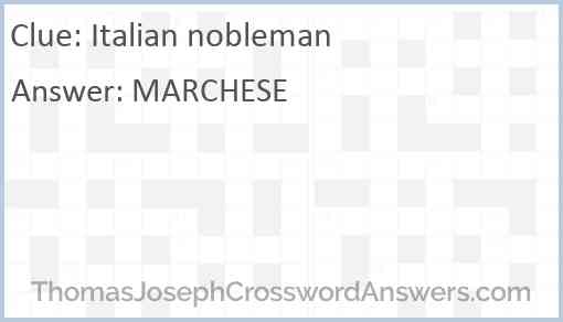 Italian nobleman Answer