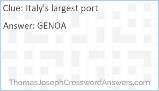 Italy's largest port Answer