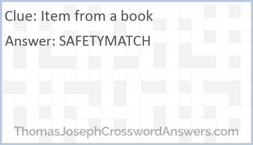 Item from a book crossword clue ThomasJosephCrosswordAnswers com