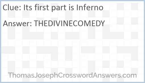 Its first part is Inferno Answer