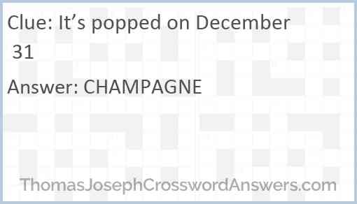 It’s popped on December 31 Answer