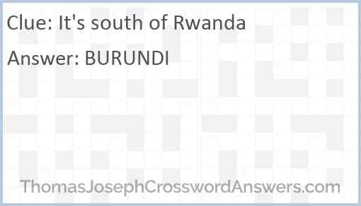 It's south of Rwanda Answer