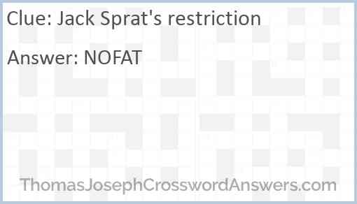Jack Sprat's restriction Answer