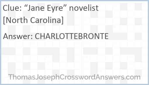 “Jane Eyre” novelist [North Carolina] Answer