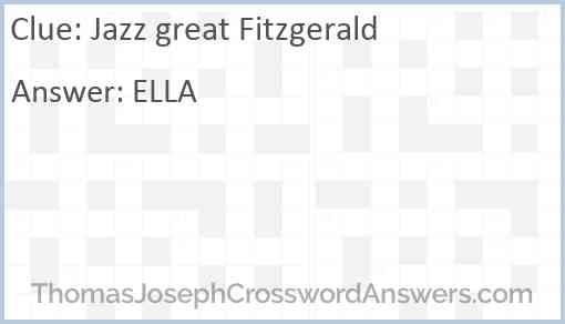Jazz great Fitzgerald Answer