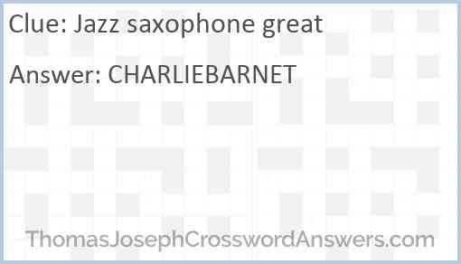 Jazz saxophone great Answer