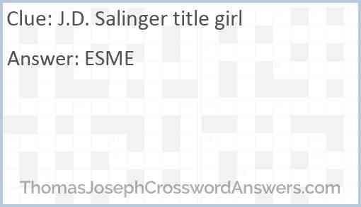 J.D. Salinger title girl Answer