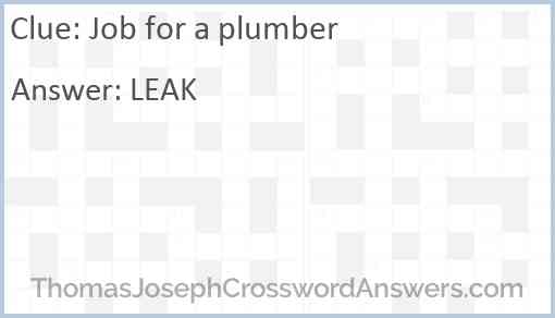 Job for a plumber Answer