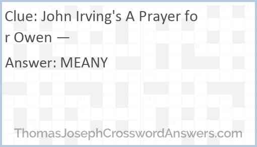 John Irving's A Prayer for Owen — Answer