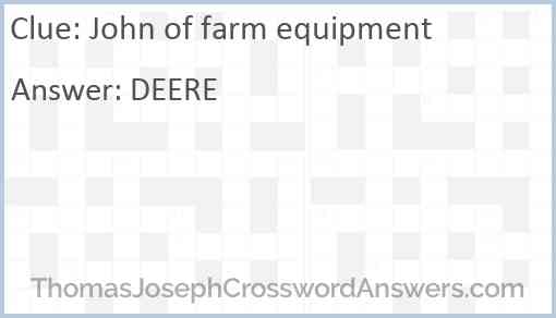 John of farm equipment Answer