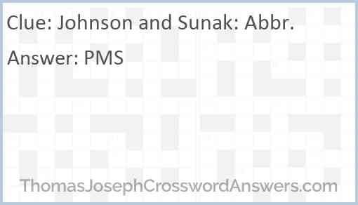 Johnson and Sunak: Abbr. Answer