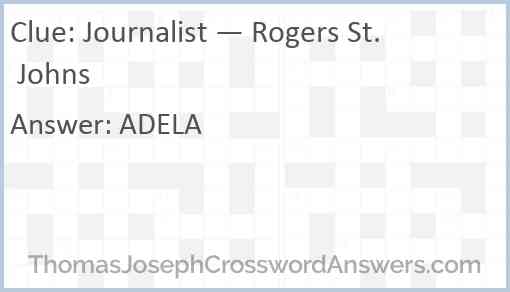 Journalist — Rogers St. Johns Answer