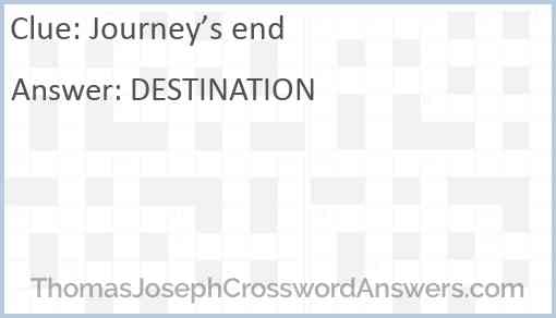 Journey’s end Answer