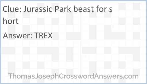 Jurassic Park beast for short Answer