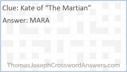 Kate of “The Martian” Answer