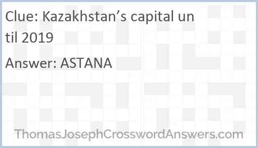Kazakhstan’s capital until 2019 Answer