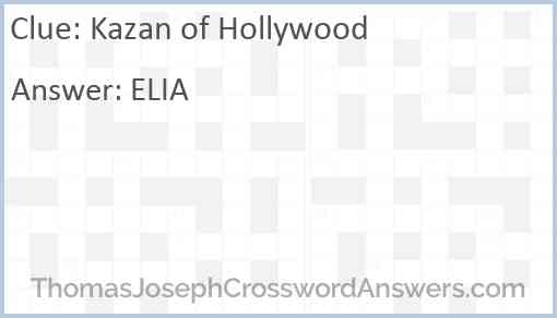 Kazan of Hollywood Answer