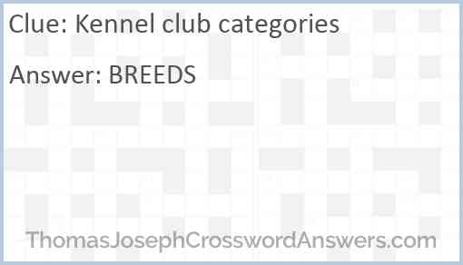 Kennel club categories Answer