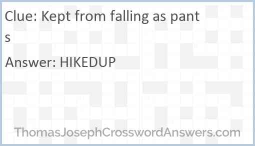 Kept from falling as pants Answer