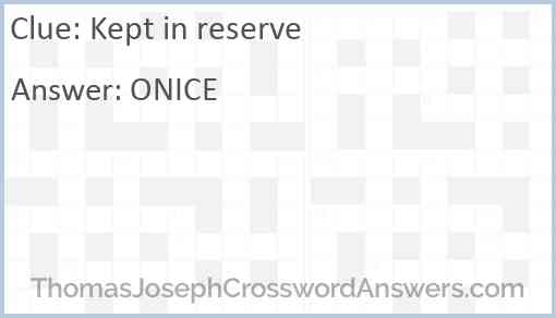 Kept in reserve Answer