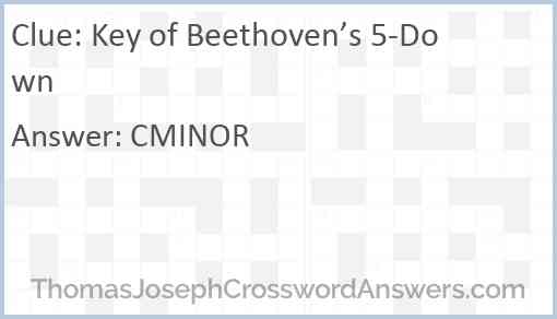 Key of Beethoven’s 5-Down Answer