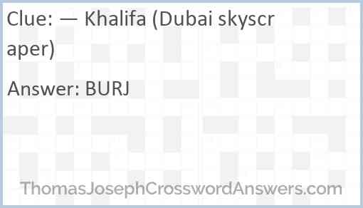 — Khalifa (Dubai skyscraper) Answer