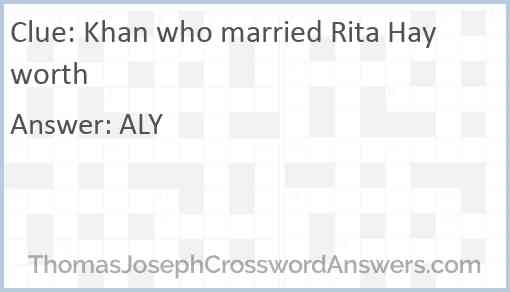 Khan who married Rita Hayworth Answer