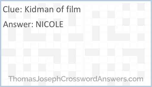 Kidman of film Answer