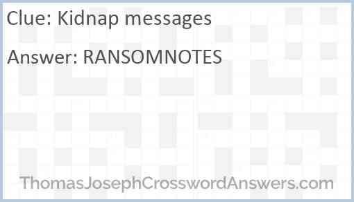 Kidnap messages Answer