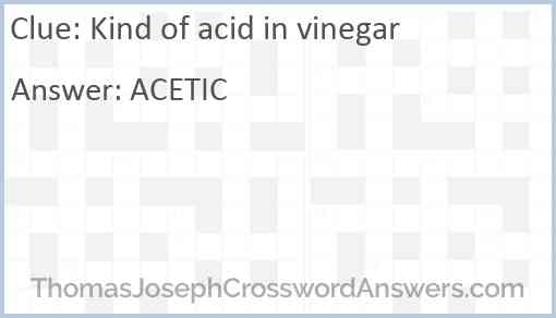 Kind of acid in vinegar Answer