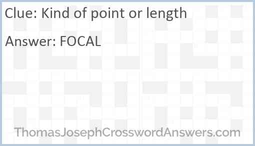 Kind of point or length Answer