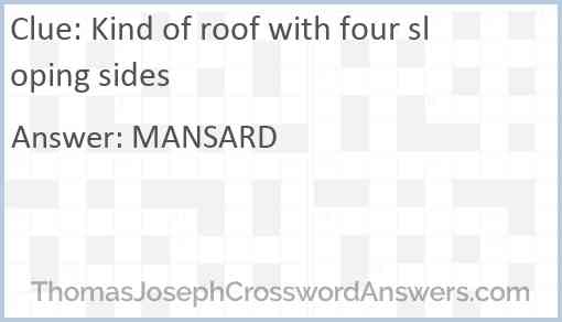 Kind of roof with four sloping sides Answer