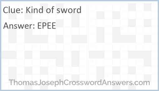 Kind of sword Answer