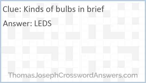 Kinds of bulbs in brief Answer