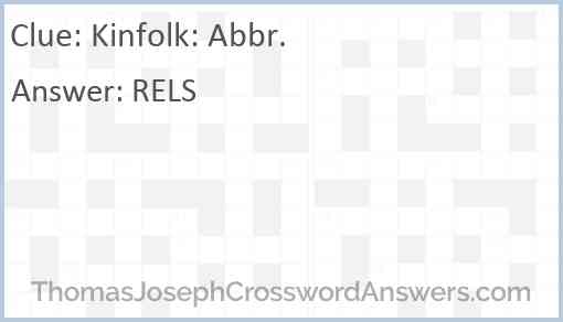 Kinfolk: Abbr. Answer