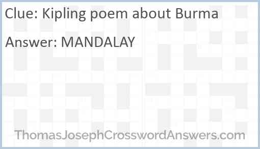 Kipling poem about Burma Answer