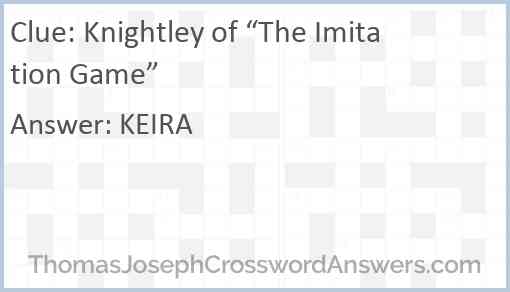 Knightley of “The Imitation Game” Answer
