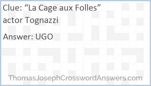 “La Cage aux Folles” actor Tognazzi Answer