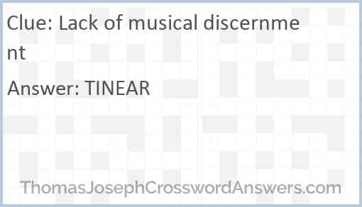 Lack of musical discernment Answer