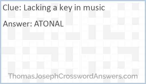 Lacking a key in music Answer