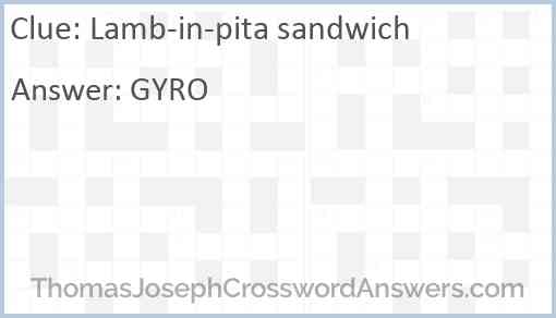 Lamb-in-pita sandwich Answer