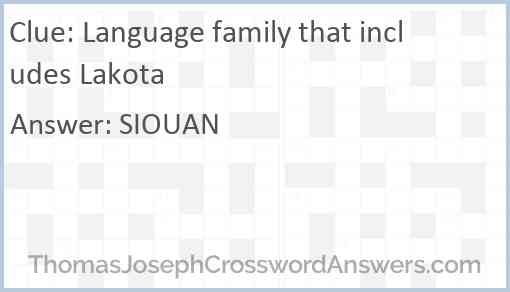 Language family that includes Lakota Answer
