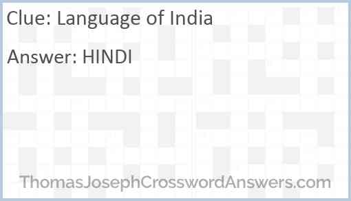 Language of India Answer