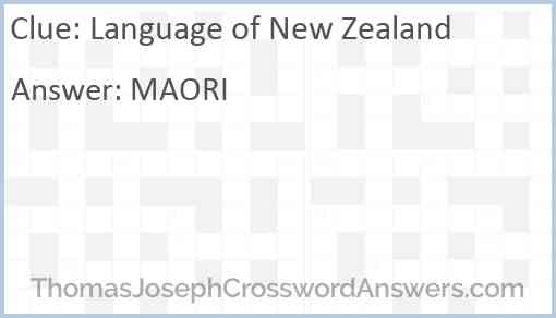 Language of New Zealand Answer
