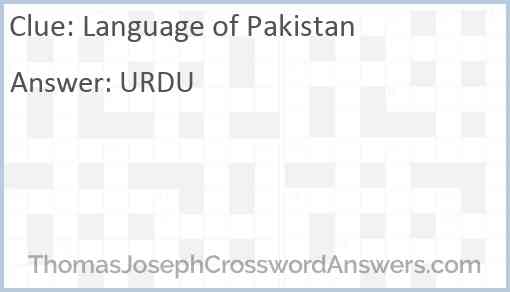 Language of Pakistan Answer