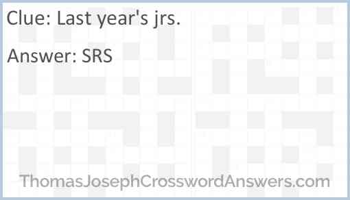 Last year's jrs. Answer