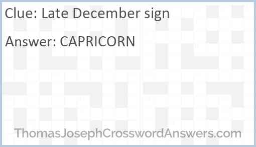 Late December sign Answer