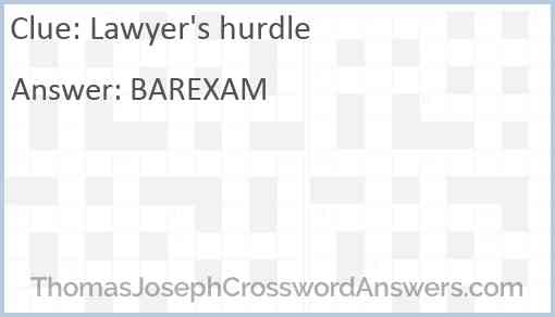 Lawyer's hurdle Answer