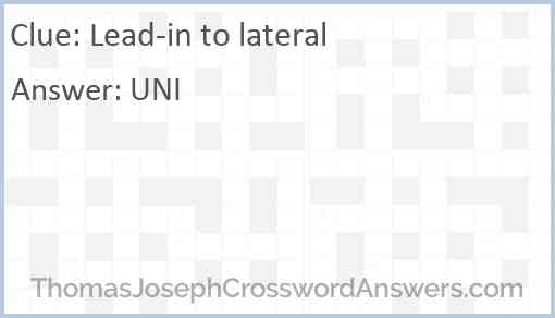 Lead-in to lateral Answer