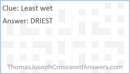 Least wet Answer